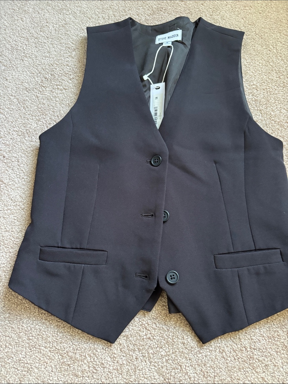 Steve Madden Black Tailored Vest with Welt Pocket